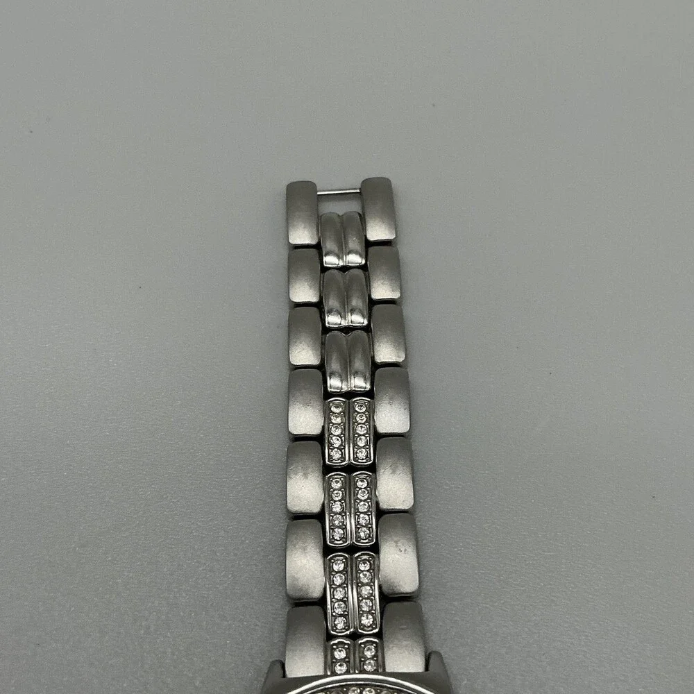 Anne Klein AK/1207 Womens Watch 32mm MOP Silver Tone Crystal New Battery 6.5